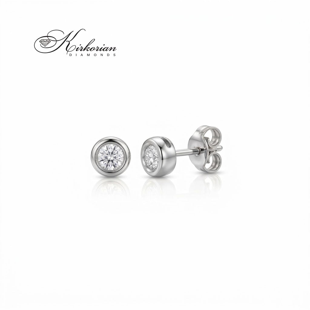 Класически обеци S204854 от бяло злато 18К с естествени диаманти 0.14 ct