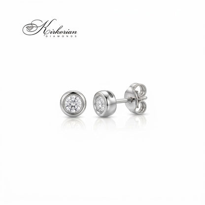 Класически обеци S204854 от бяло злато 18К с естествени диаманти 0.14 ct