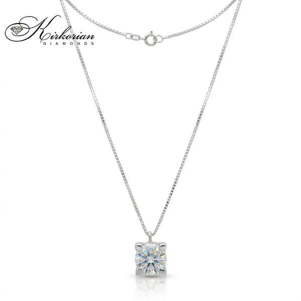Класическо колие с един диамант 0.12 карата бяло злато 18к – Код S205005 | Kirkorian Diamonds
