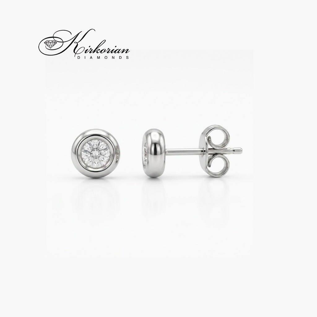 Класически обеци S206425 от бяло злато 18К с естествени диаманти 0.18 ct