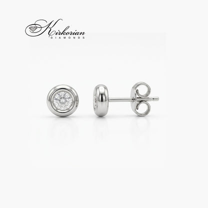 Класически обеци S206425 от бяло злато 18К с естествени диаманти 0.18 ct