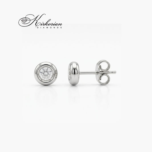 Класически обеци S206425 от бяло злато 18К с естествени диаманти 0.18 ct