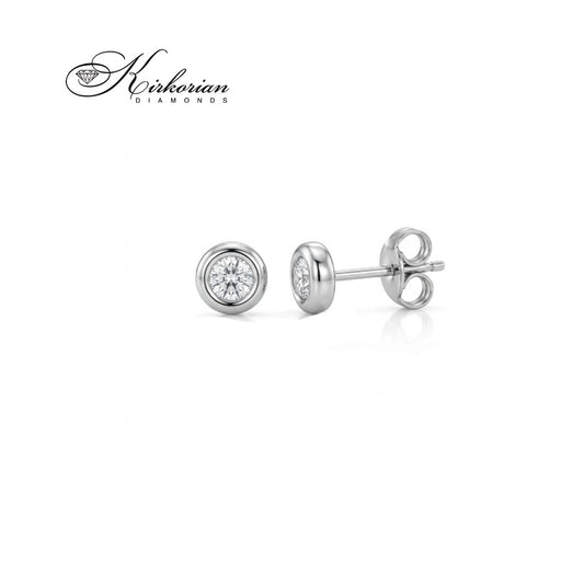 Класически обеци S206426 от бяло злато 18К с естествени диаманти 0.12 ct