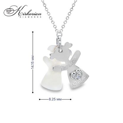 Подарък за дете – Колие бяло злато 18к със седеф и диамант 0.02ct – Код S212701 | Kirkorian Diamonds
