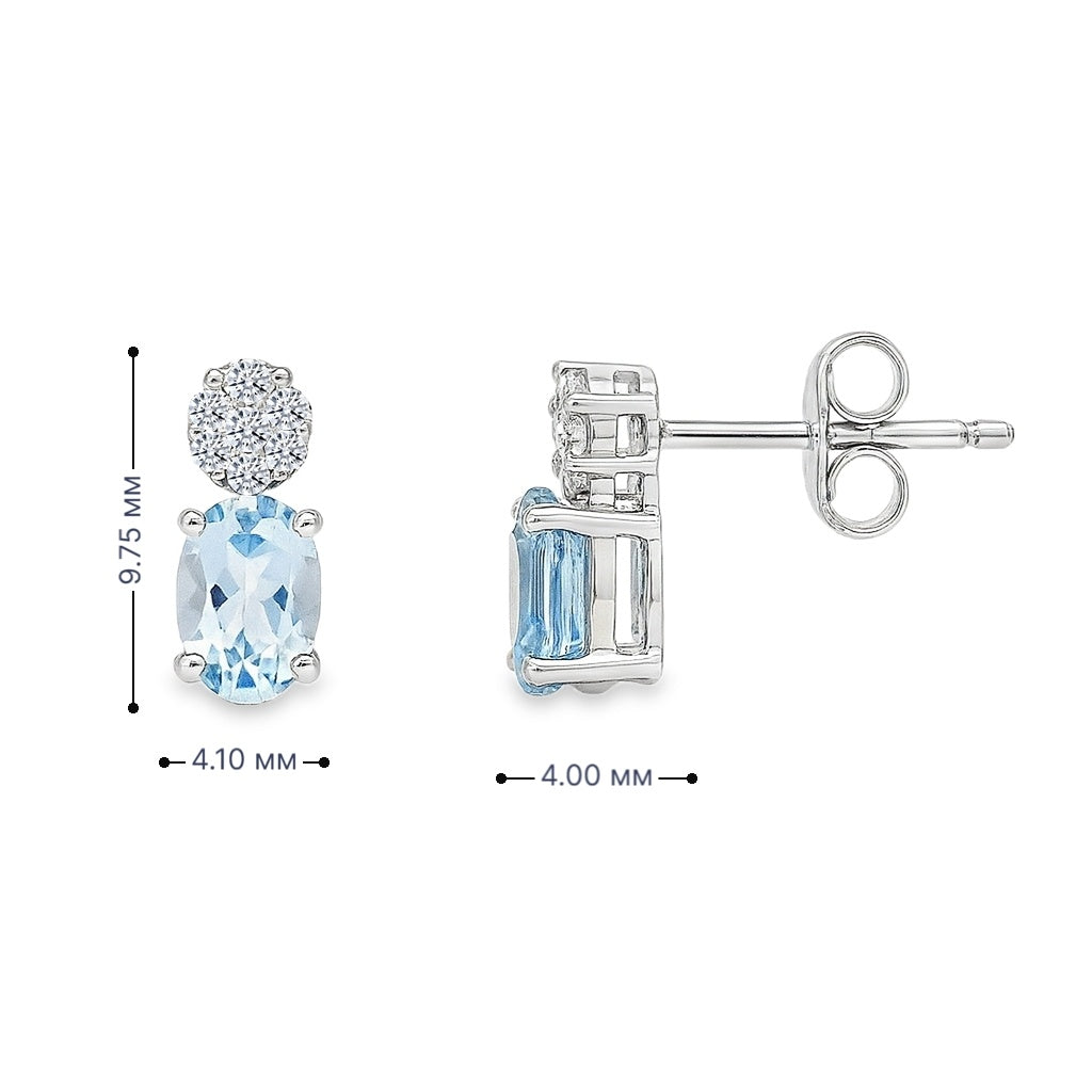 Обеци от бяло злато 18k с аквамарин 0.84ct и диаманти 0.10ct – S222697