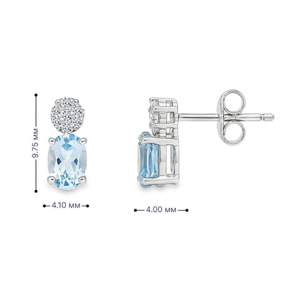 Обеци от бяло злато 18k с аквамарин 0.84ct и диаманти 0.10ct – S222697