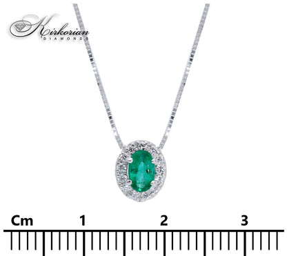 Колие от бяло злато 18 карата с смарагд и диаманти – Код S225818 | Kirkorian Diamonds
