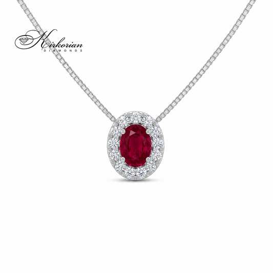 Колие от бяло злато 18K с естествен рубин и диаманти – модел S225819 от Kirkorian Diamonds