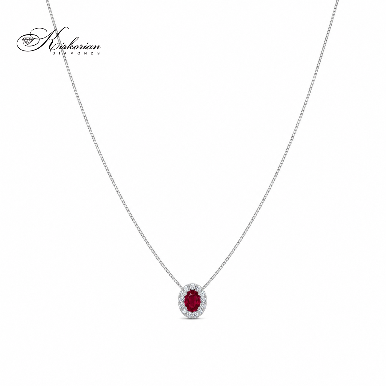 Колие от бяло злато 18K с рубин и диаманти | Модел S225819 | Kirkorian Diamonds