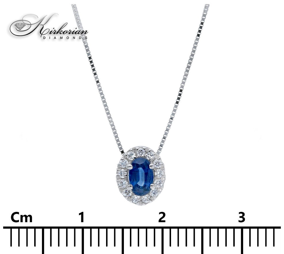 Колие от бяло злато 18 карата с сапфир и диаманти – Код S225820 | Kirkorian Diamonds