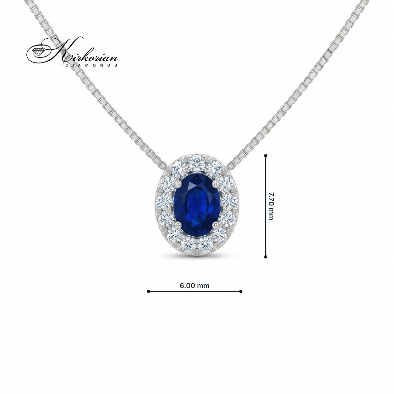Колие от бяло злато 18K със сапфир и диаманти – модел S225820
