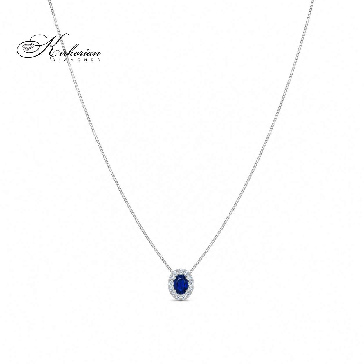 Колие от бяло злато 18K със сапфир и диаманти | Модел S225820 | Kirkorian Diamonds