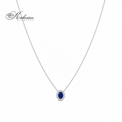 Колие от бяло злато 18K със сапфир и диаманти | Модел S225820 | Kirkorian Diamonds