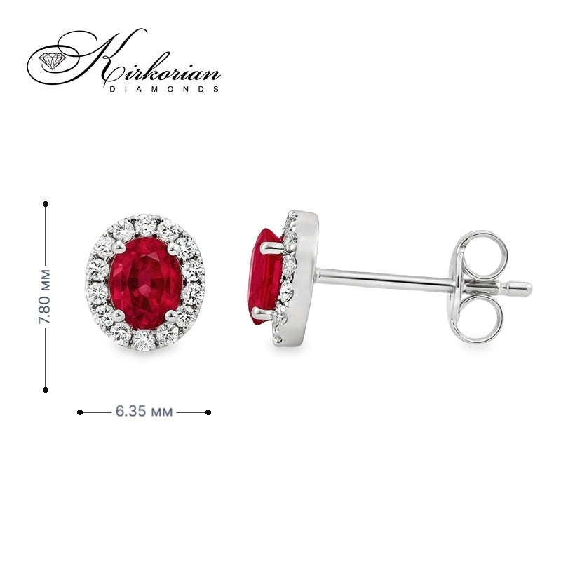 Обеци от бяло злато 18k с овални рубини 0.61ct и диаманти 0.18ct – S225823