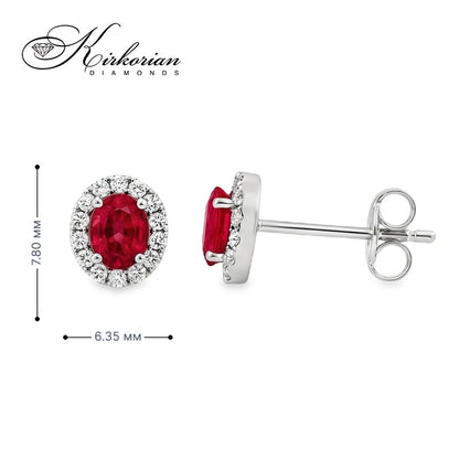 Обеци от бяло злато 18k с овални рубини 0.61ct и диаманти 0.18ct – S225823