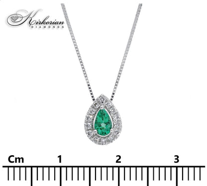 Колие от бяло злато 18 карата с смарагд и диаманти – Код S225824 | Kirkorian Diamonds