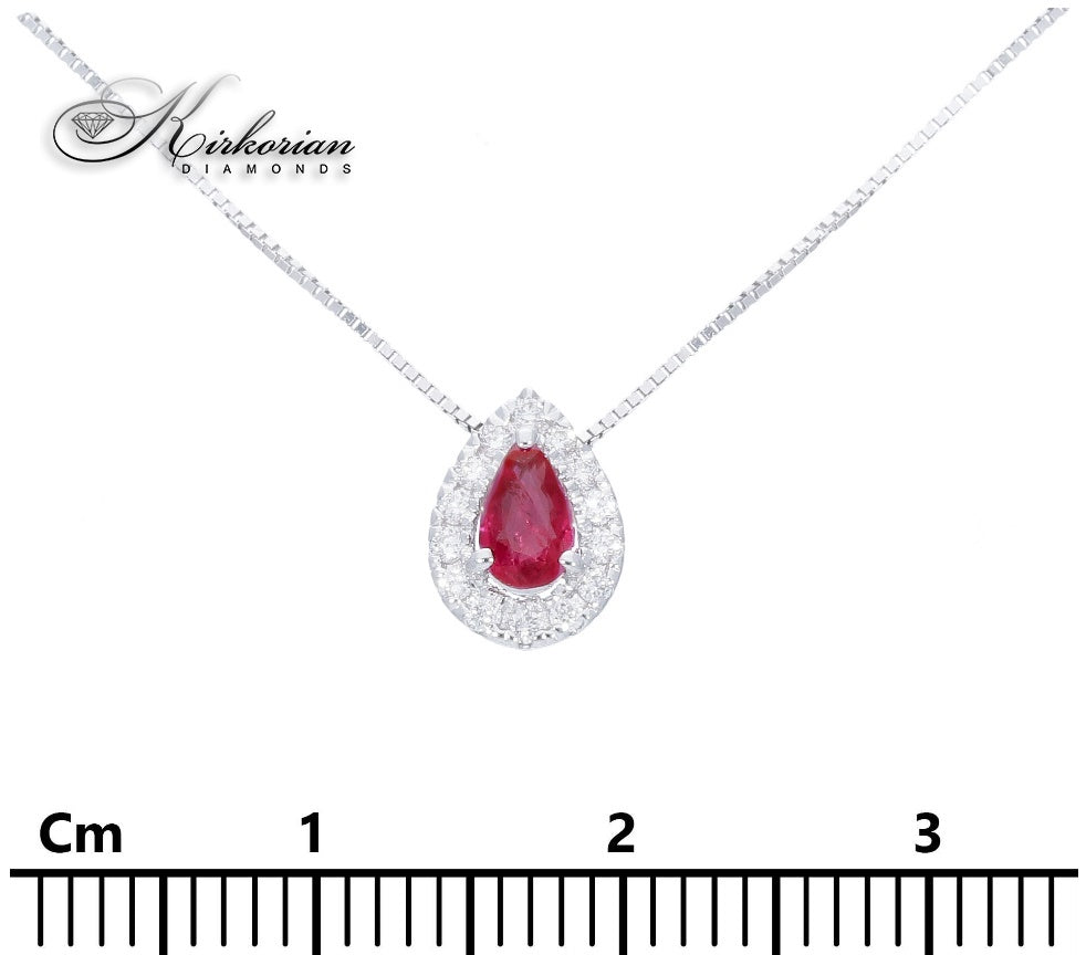 Колие от бяло злато 18 карата с рубин и диаманти – Код S225825 | Kirkorian Diamonds