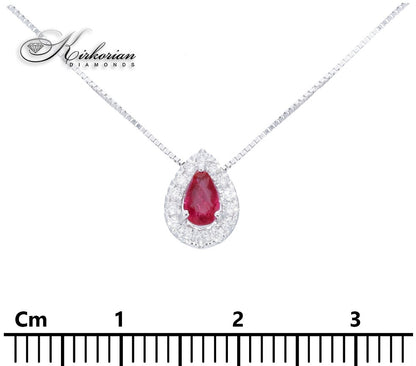 Колие от бяло злато 18 карата с рубин и диаманти – Код S225825 | Kirkorian Diamonds