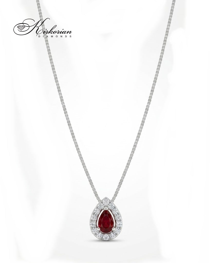 Колие от бяло злато 18K с рубин и диаманти | Модел S225825 | Kirkorian Diamonds