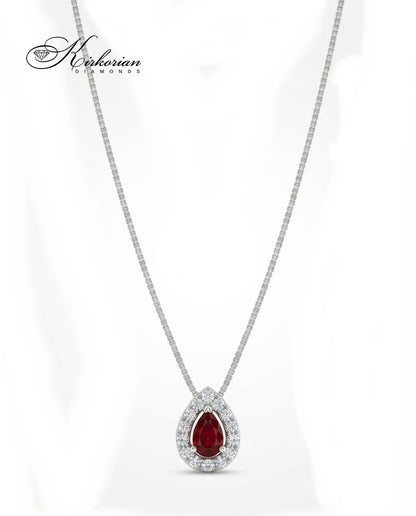Колие от бяло злато 18K с рубин и диаманти | Модел S225825 | Kirkorian Diamonds