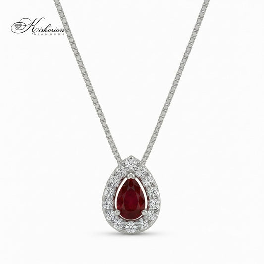 Колие от бяло злато 18K с естествен рубин и диаманти – модел S225825 от Kirkorian Diamonds