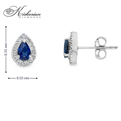 Обеци капка от бяло злато 18k със сапфири 0.53ct и диаманти 0.18ct – модел S225829