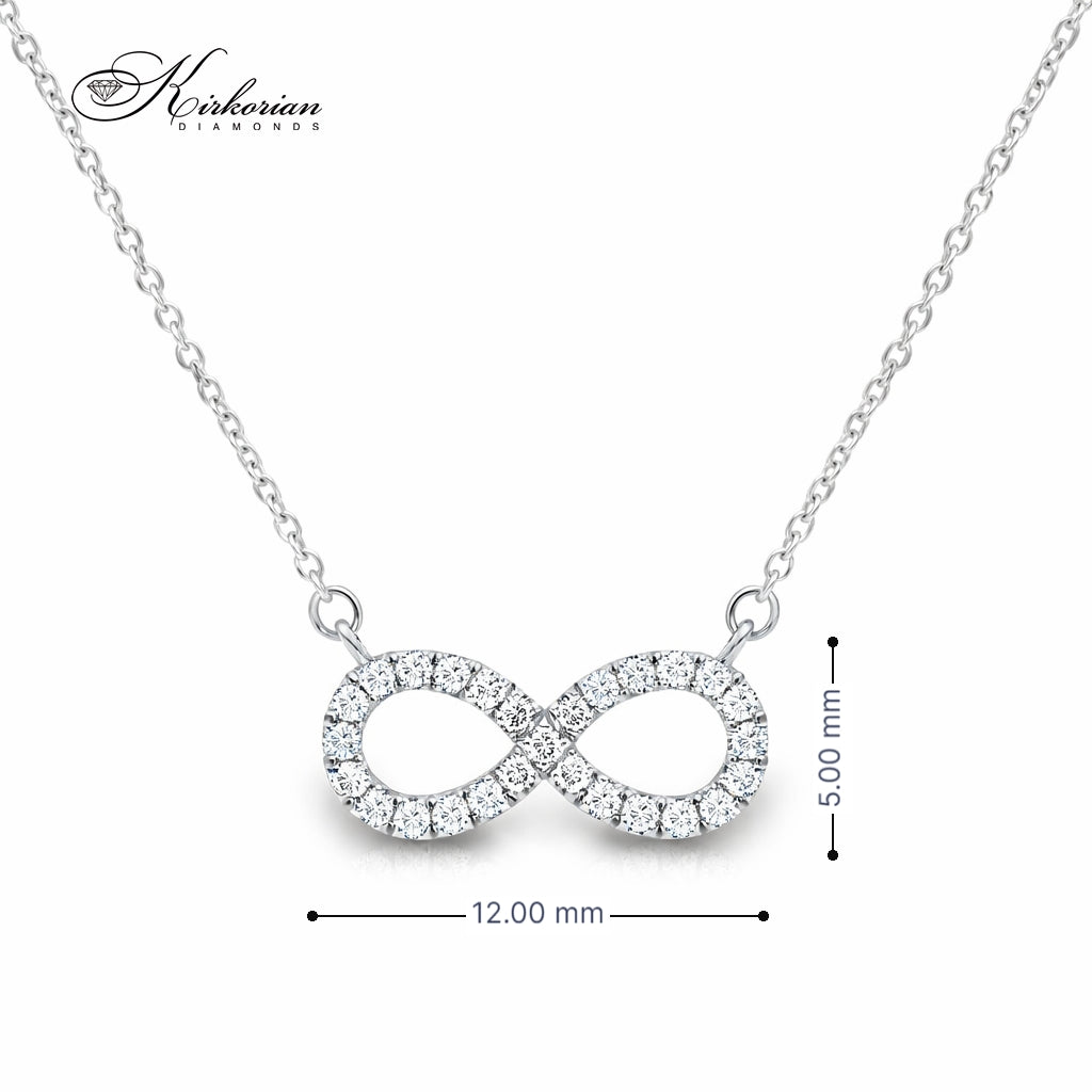 Колие безкрайност от бяло злато 18К с диаманти 0.04ct | Kirkorian Diamonds