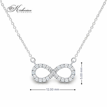 Колие безкрайност от бяло злато 18К с диаманти 0.04ct | Kirkorian Diamonds