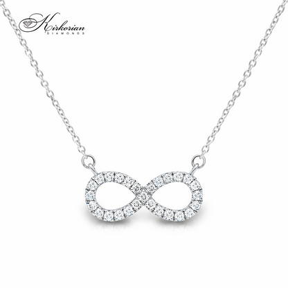 Колие безкрайност от бяло злато 18К с диаманти 0.04ct | Kirkorian Diamonds