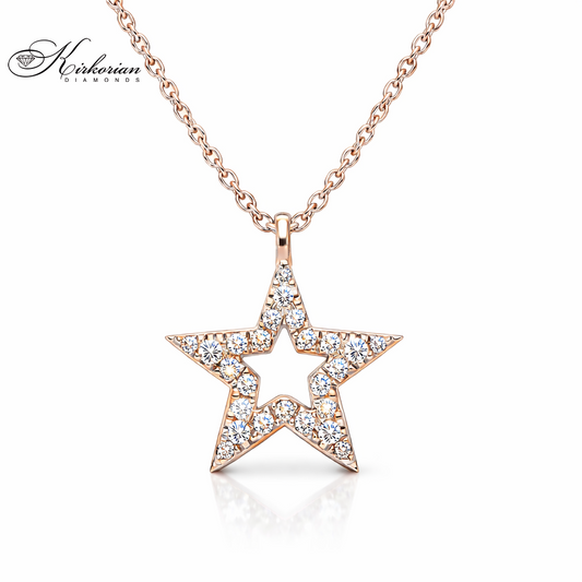 Звезда Колие от Розово Злато 18К с Диаманти 0.07 Карата - Код S234153 | Kirkorian Diamonds