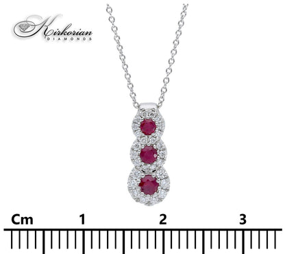 Колие от бяло злато 18К с рубин 0.27 ct и диаманти 0.13 ct – луксозен модел на топ цена | Код S234402