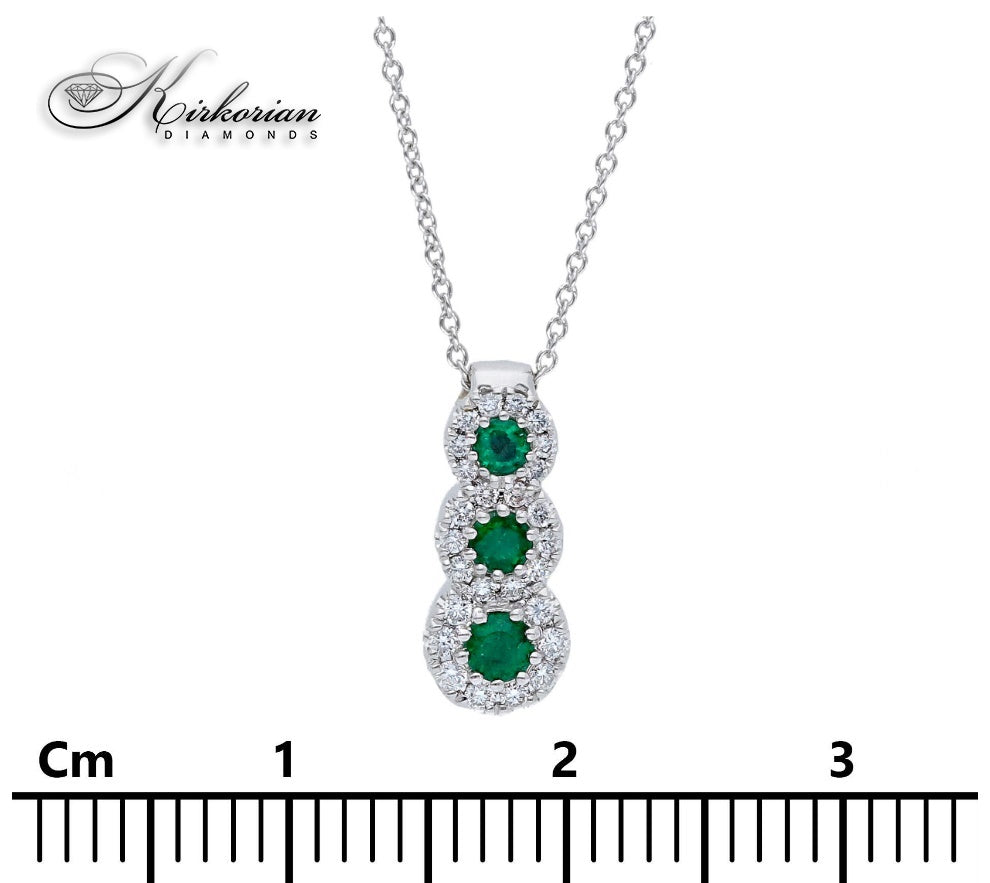 Колие от бяло злато 18К със смарагди 0.23 ct и диаманти 0.13 ct – луксозен дизайн на топ цена | Код S234403