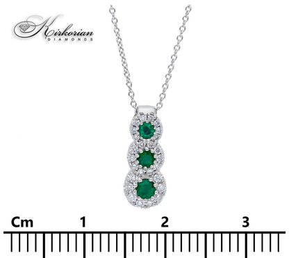 Колие от бяло злато 18К със смарагди 0.23 ct и диаманти 0.13 ct – луксозен дизайн на топ цена | Код S234403