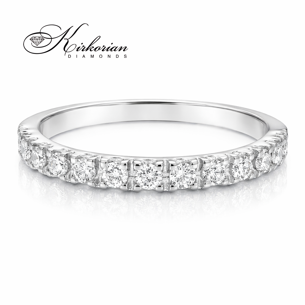 Eternity пръстен от бяло злато 18K с диаманти 0.35 ct – тънък диамантен пръстен тип eternity с естествени кръгли диаманти, KD сертификат, модел S248313