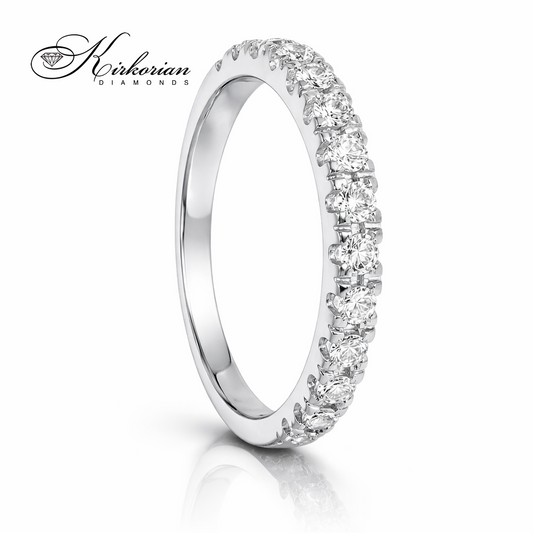 Eternity пръстен от бяло злато 18K с диаманти 0.35 ct страничен изглед – тънък диамантен пръстен с кръгли диаманти, KD сертификат, S248313