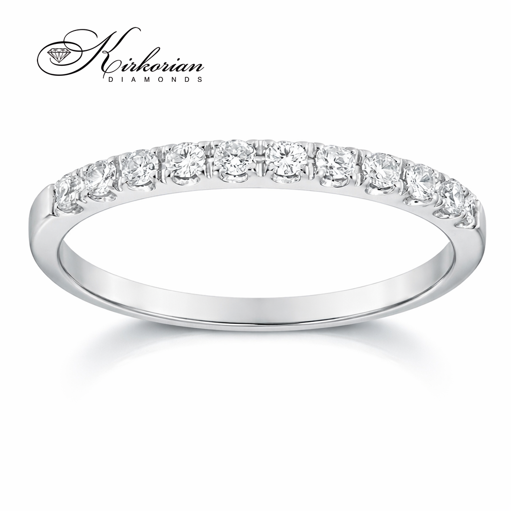 Eternity пръстен от бяло злато 18K с диаманти 0.20 ct – тънък диамантен пръстен тип eternity с естествени кръгли диаманти, KD сертификат, модел S248314