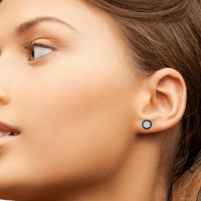 Обеци от бяло злато 18k с бели и черни диаманти 0.50ct – модел S253318