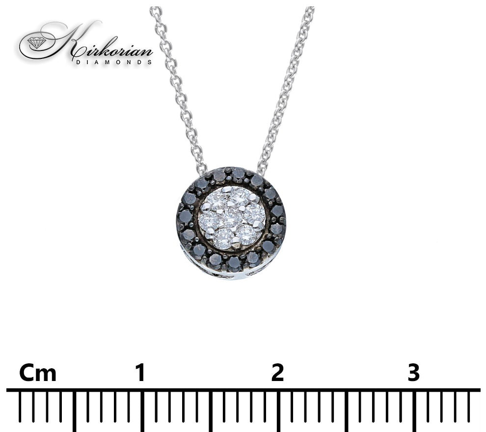 Колие от Бяло Злато 18K с Бели и Черни Диаманти - Код S253320 | Kirkorian Diamonds