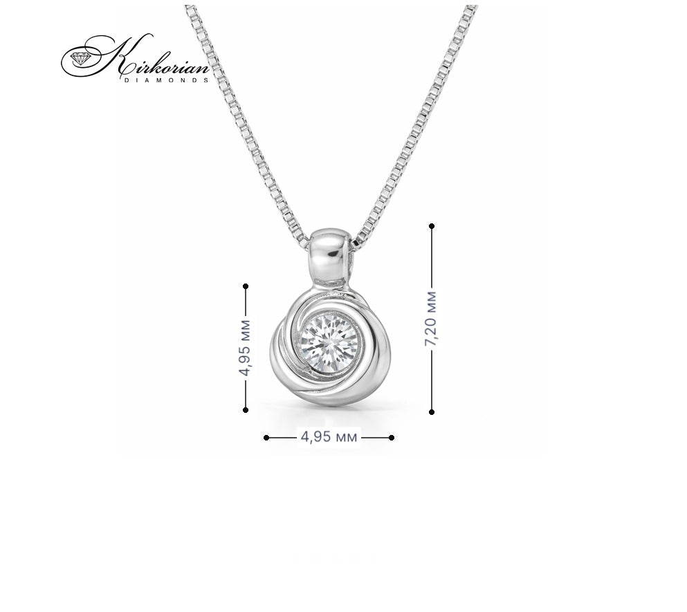 Колие бяло злато 18к с диамант 0.04ct – модерна класика | Kirkorian Diamonds