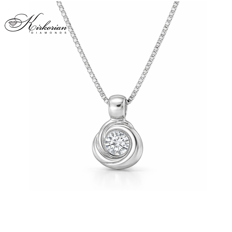 Колие бяло злато 18к с диамант 0.04ct – модерна класика | Kirkorian Diamonds