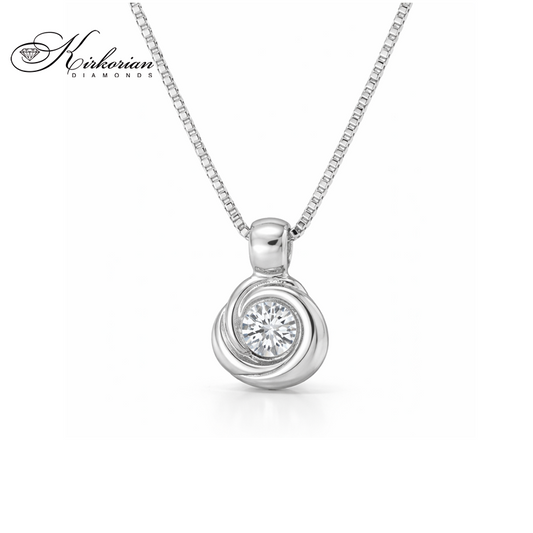 Колие бяло злато 18к с диамант 0.04ct – модерна класика | Kirkorian Diamonds