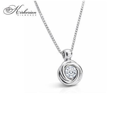 Колие бяло злато 18к с диамант 0.09ct – модерна класика | Kirkorian Diamonds