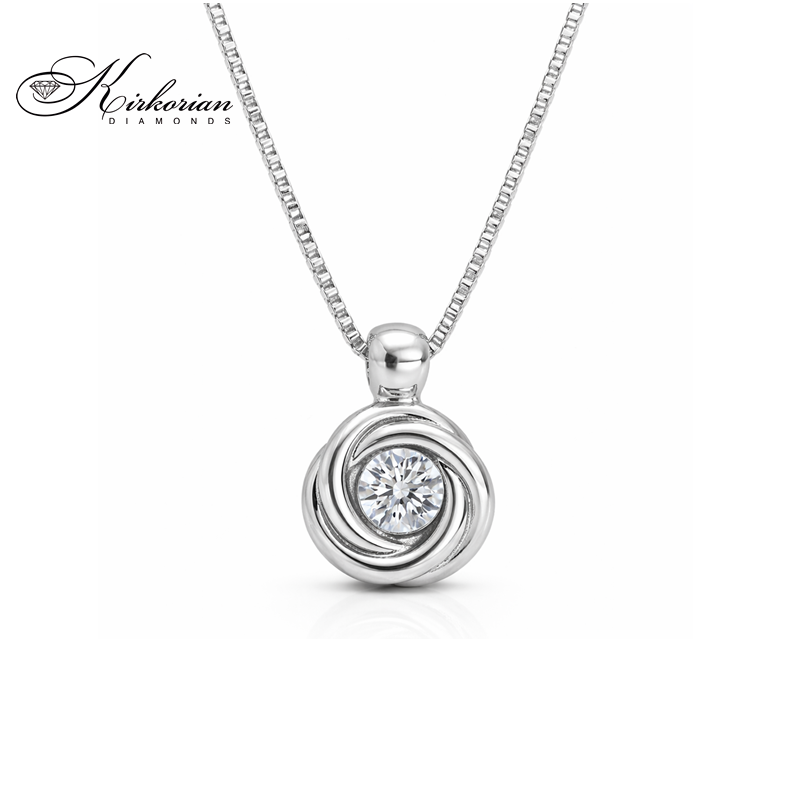 Колие бяло злато 18к с диамант 0.09ct – модерна класика | Kirkorian Diamonds