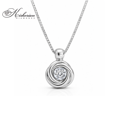 Колие бяло злато 18к с диамант 0.09ct – модерна класика | Kirkorian Diamonds