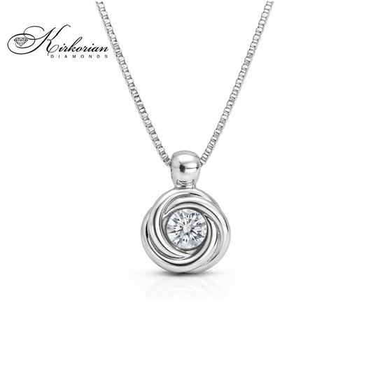 Колие бяло злато 18к с диамант 0.09ct – модерна класика | Kirkorian Diamonds