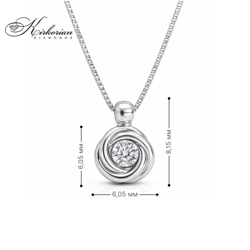 Колие бяло злато 18к с диамант 0.09ct – модерна класика | Kirkorian Diamonds