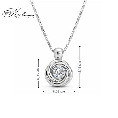 Колие бяло злато 18к с диамант 0.09ct – модерна класика | Kirkorian Diamonds