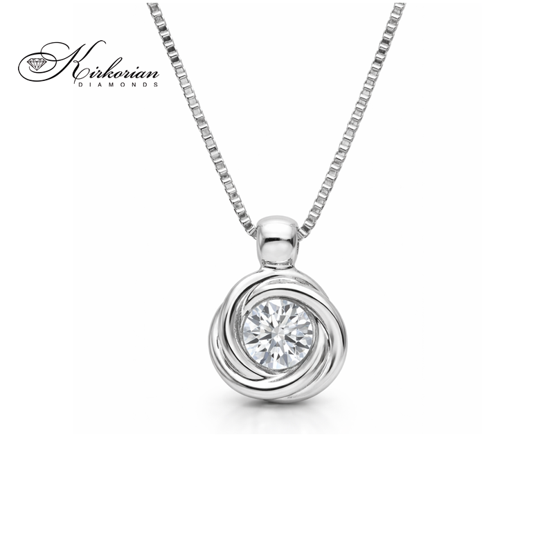 Колие бяло злато 18к с диамант 0.13ct – модерна класика | Kirkorian Diamonds