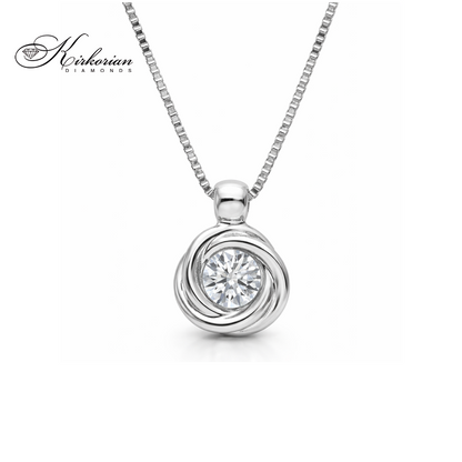 Колие бяло злато 18к с диамант 0.13ct – модерна класика | Kirkorian Diamonds