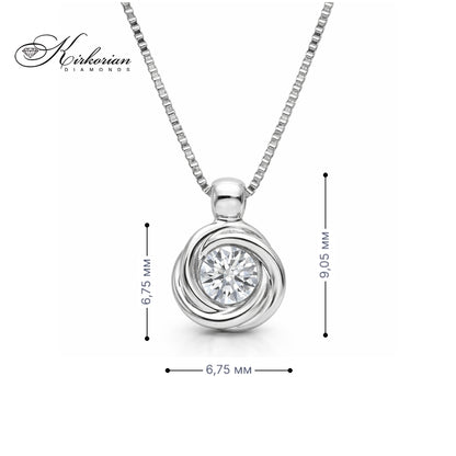 Колие бяло злато 18к с диамант 0.13ct – модерна класика | Kirkorian Diamonds